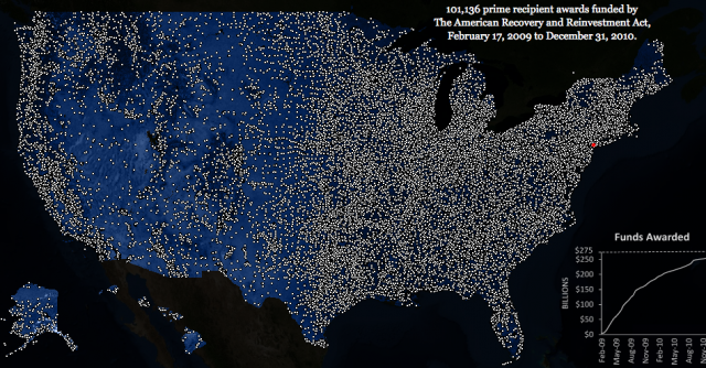 Tufte's "Lights-On" Map of the U.S. Stimulus Program