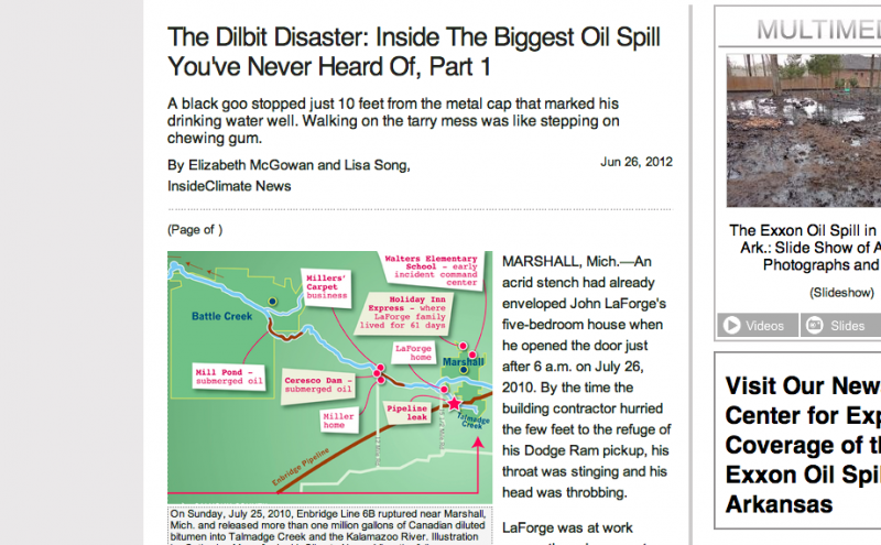 A screenshot of the first story in InsideClimate's series
