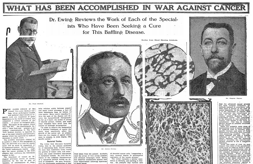 "WHAT HAS BEEN ACCOMPLISHED IN WAR AGAINST CANCER": A New York Times feature story, dated Nov 3, 1912